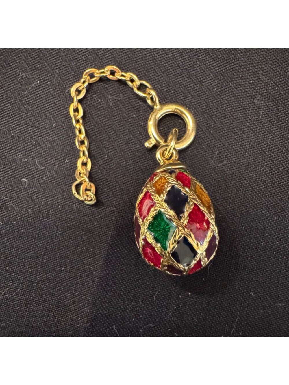 Joan Rivers Multicolor Gemstone Egg Style Charm With Extender Gold Plated